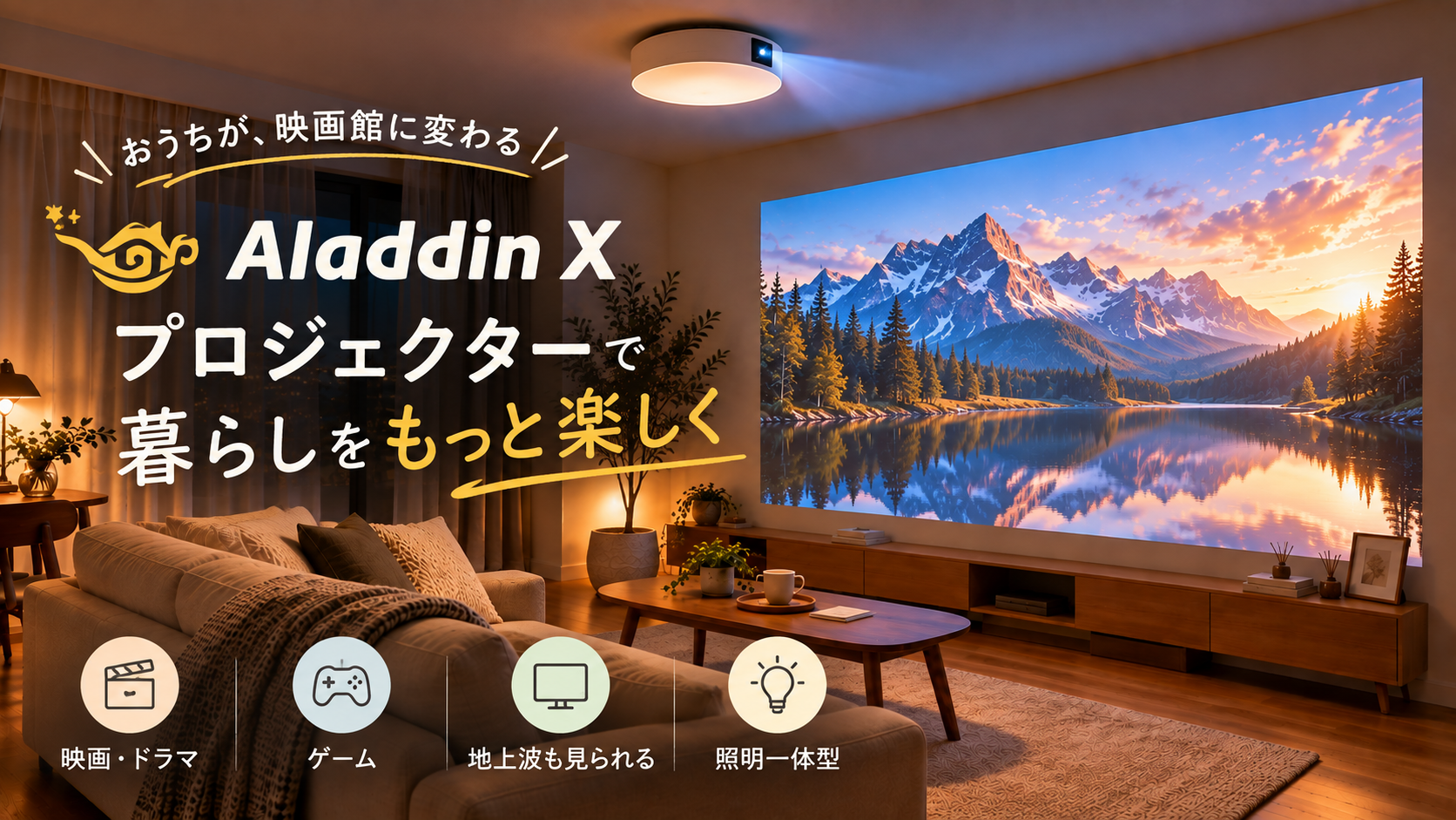 アラジンのプロジェクターは照明器具｜賃貸OK・工事不要の4モデル比較